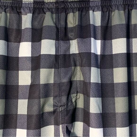 Burnside Shorts Black Gray Plaid Men’s Large Elastic Pull String Fully Lined - Picture 4 of 13